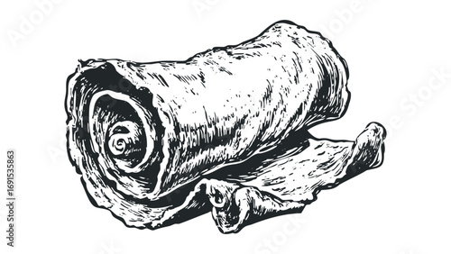 Scroll parchment unfurled on transparent background. Vector hand drawn illustration