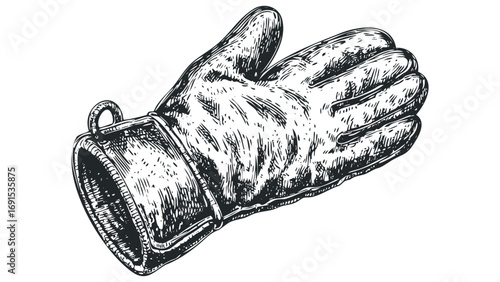 Sketch of a Heavy Duty Oven Mitt on Transparent Background. Vector hand drawn illustration