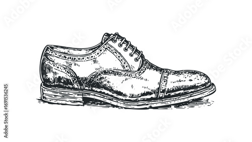 Hand Drawn Oxford Shoe Image. Vector hand drawn illustration