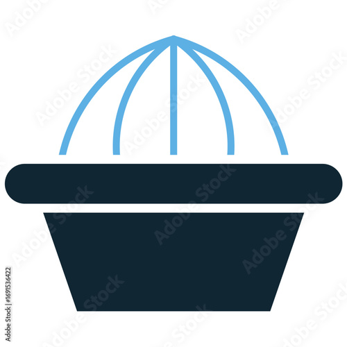Squeezer icon vector for kitchen, cooking, and food preparation themes. This modern, flat icon is useful for illustrating a kitchen tool or a juicer on websites and apps.