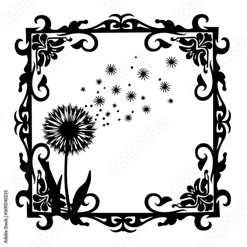 frame with flowers and leaves, frame, flower, floral, vector, pattern, design, illustration, decoration, border, leaf, nature, ornament, plant, art, vintage, card, flowers, black, wallpaper, tree, dec