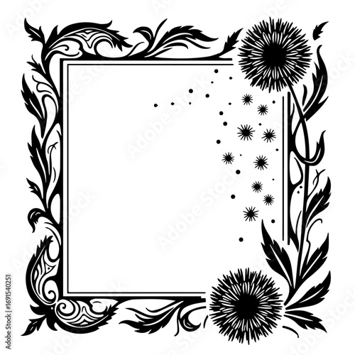 frame with flowers and leaves, frame, flower, floral, vector, pattern, design, illustration, decoration, border, leaf, nature, ornament, plant, art, vintage, card, flowers, black, wallpaper, tree, dec