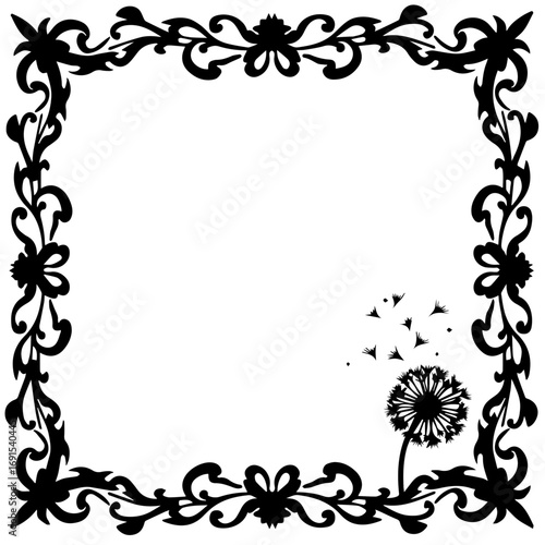 frame with flowers and leaves, frame, flower, floral, vector, pattern, design, illustration, decoration, border, leaf, nature, ornament, plant, art, vintage, card, flowers, black, wallpaper, tree, dec