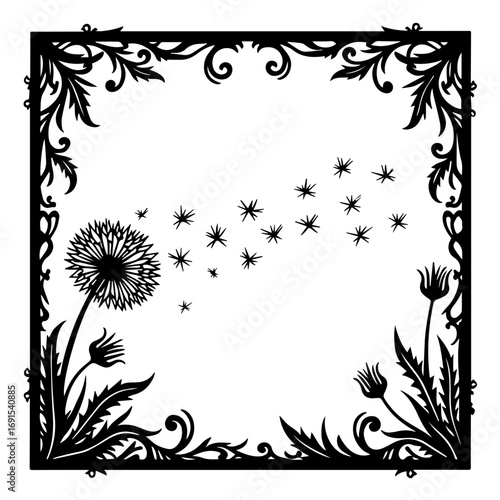 frame with flowers and leaves, frame, flower, floral, vector, pattern, design, illustration, decoration, border, leaf, nature, ornament, plant, art, vintage, card, flowers, black, wallpaper, tree, dec