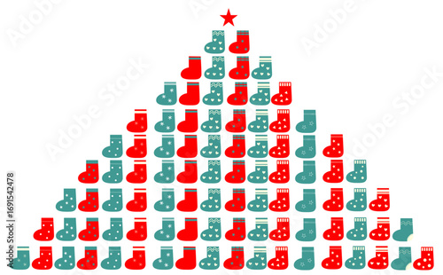 かわいい靴下のクリスマスツリー