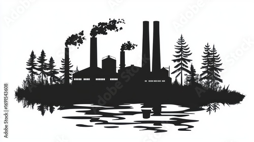Industrial pollution silhouette