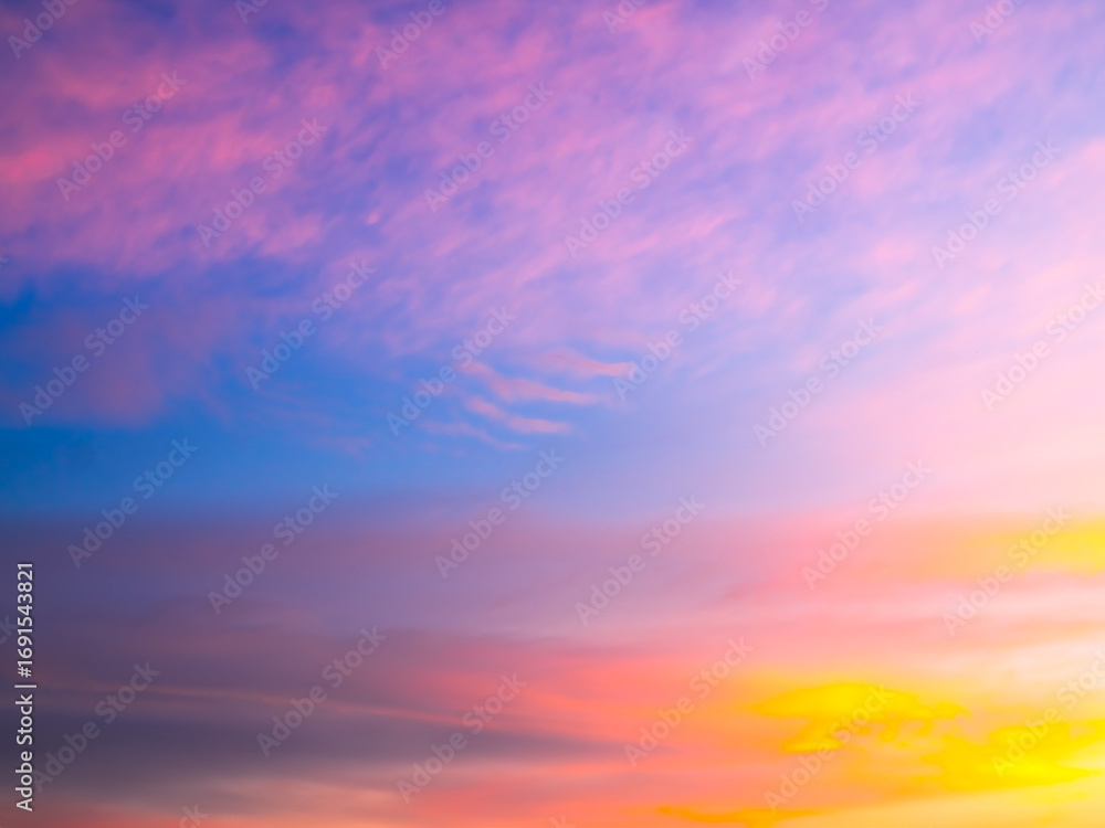 Fototapeta premium Sky sunset evening sunrise cloud weather dramatic landscape goldent and indigo color gradient pastel horizon, twilight yellow golden reflection morning nature environment energy ecosystem change