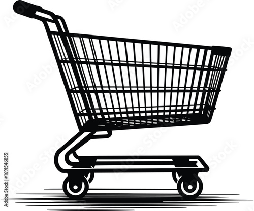 Shopping Cart on Clear Backdrop A Simple Illustration of a Cart for Retail Grocery or General Shopping Needs in a Clean and Modern Style