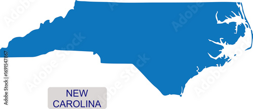 Solid map of North Carolina an USA or American State