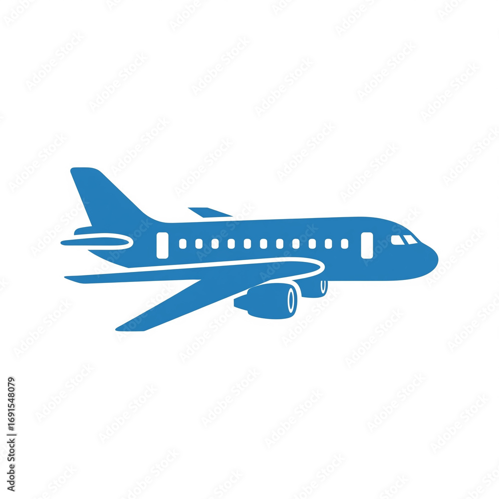 Obraz premium An airplane icon, 2D flat design, white background.