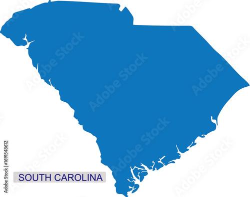 Solid map of South Carolina an USA or American State