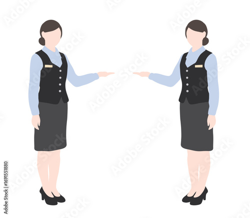 フラットイラスト　制服を着た女性