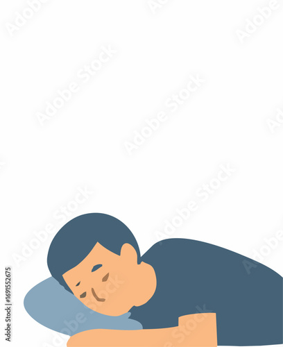 Woman Sleeping Peacefully in Bed Restful Night's Sleep Illustration