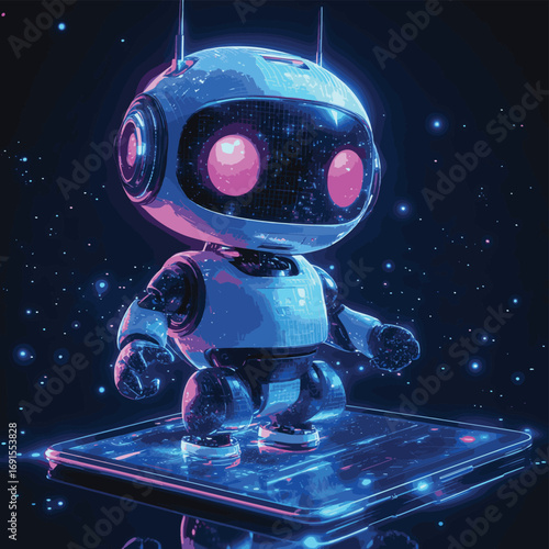 AI assistant bot flying out of a smartphone screen