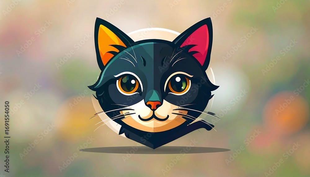 Obraz premium Cartoon Cat Head Illustration