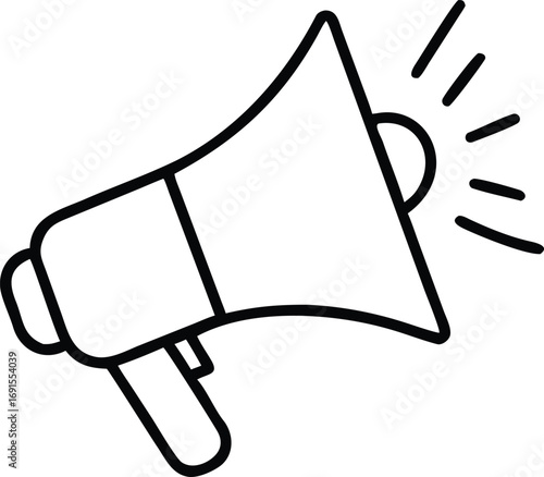 Megaphone line art icon for announcement, news, protest and speaking concept
