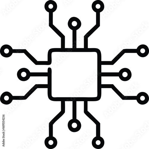 Microchip line icon illustration for technology or electrical engineering projects