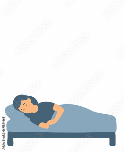 Man Asleep Under Blanket Vector Illustration for Relaxation