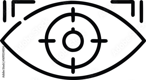 Minimal eye target icon with geometric design elements, illustration of surveillance