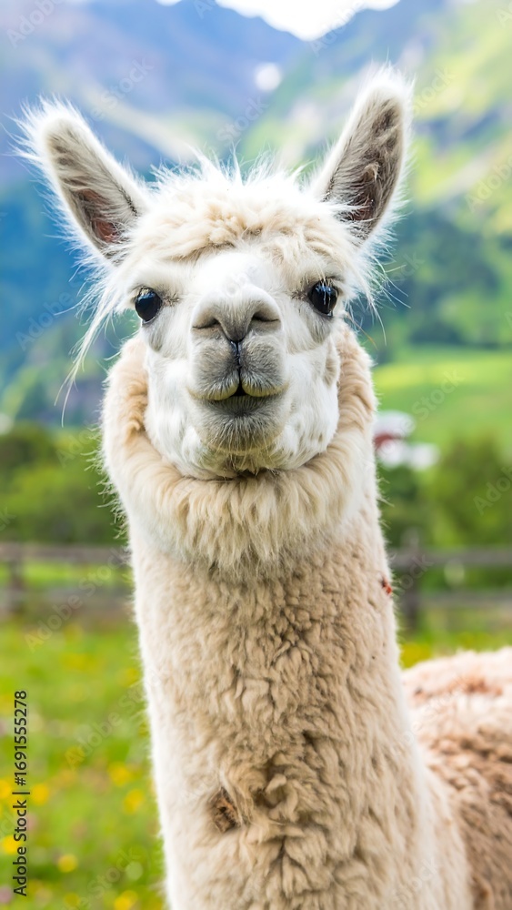 Obraz premium Close-up of a friendly llama