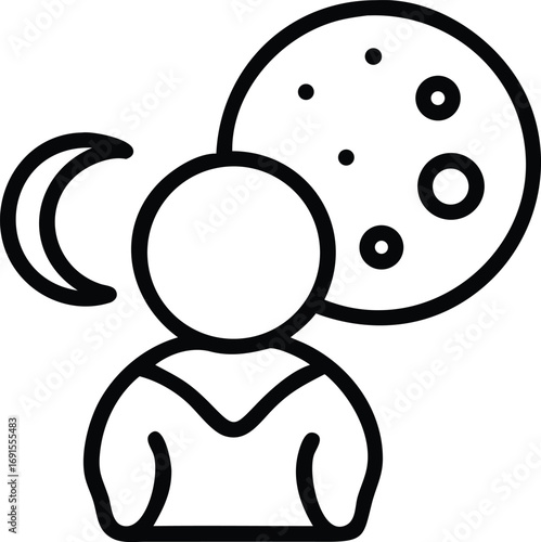 Minimal line art of person with moon phases concept illustration