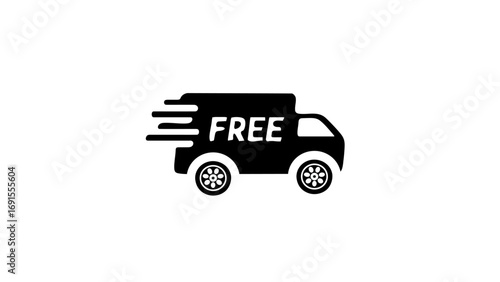 Vector icon of a free delivery truck or van on a white background