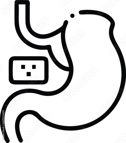 Minimal line art of stomach and digestive system illustration icon
