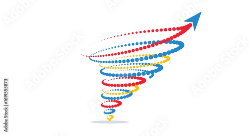 Dynamic blue arrow soars upwards representing growth, success, and positive trending direction