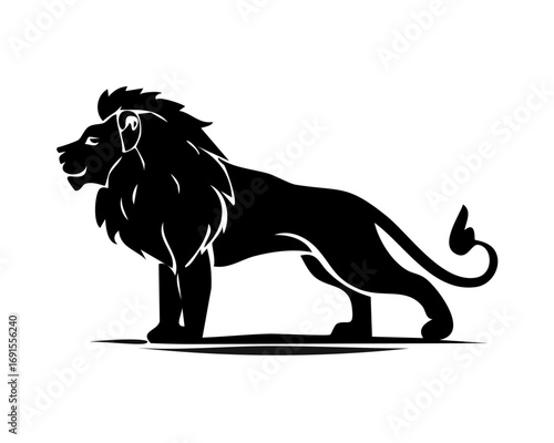 Black and white vector illustration of a wild cat silhouette