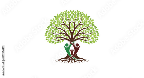 Nurturing family tree logo design for sustainable growth and community building initiatives stands out