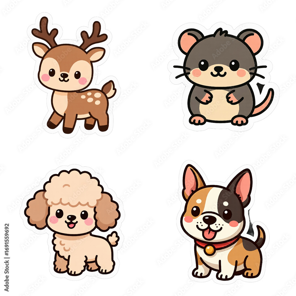 Obraz premium transparent background - collection of cute animals sticks