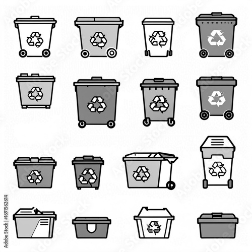 Recycling Bin Icon Set