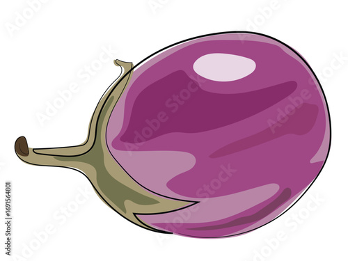 Brinjal in continuous line drawing on a white background.