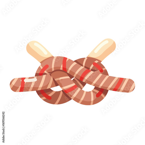 Thick nautical ropes tied in a secure square knot, representing the rigging of a ship for a Columbus Day voyage.