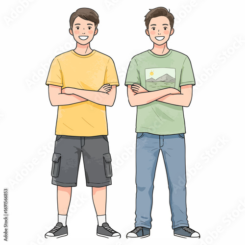 two young men vector