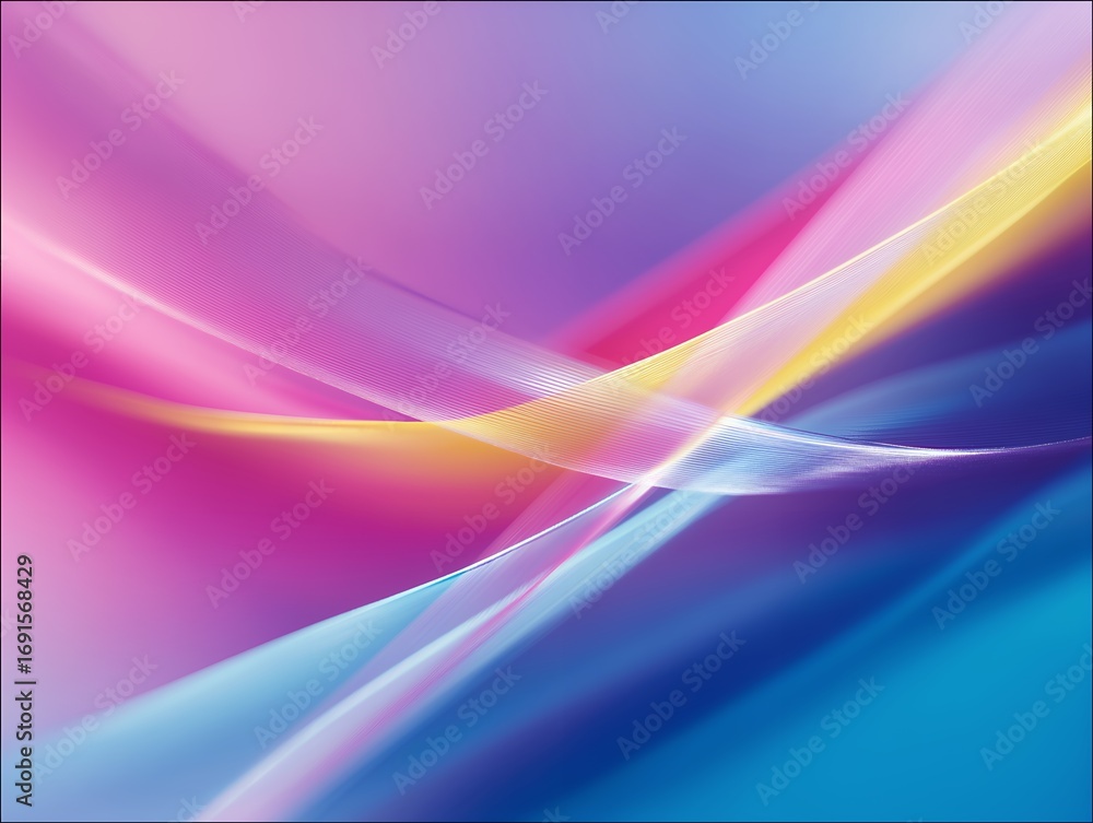 Obraz premium カラフルな光の曲線が織りなす幻想的な抽象背景デザイン