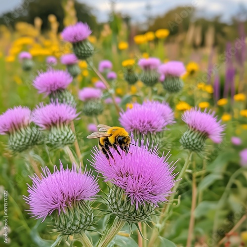 Milk thistle and bee