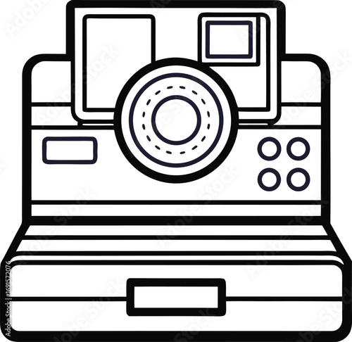 Detailed illustration of a vintage camera with intricate details