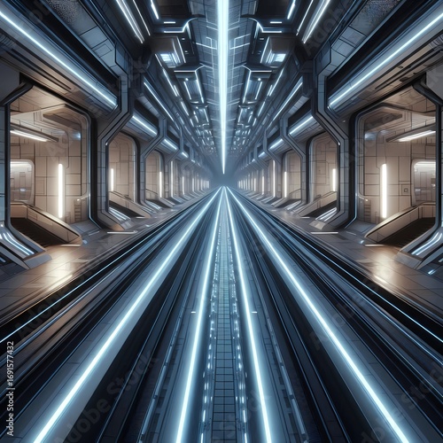 Underground Futuristic Maglev Station