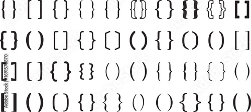 Bracket Icons, Symbol Patterns, Vector Art, Black White Designs, Retro Classic, Minimalist Shapes, Line Art, Modern Graphics, Detailed Illustrations, Unique Arrows, Simple Designs, Crisp Elements, Dec