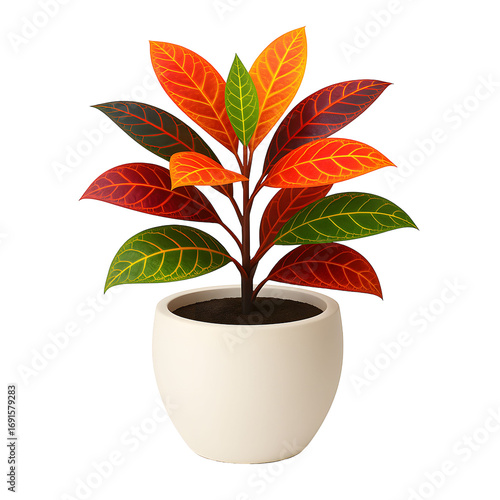 Elegant Indoor Potted Plant with Vibrant Leaf Patterns