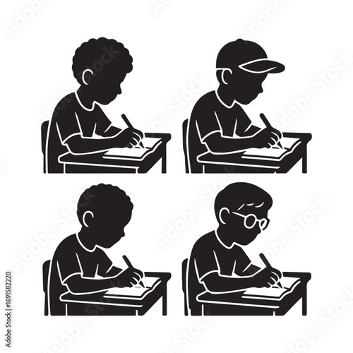 silhouette of a student learning