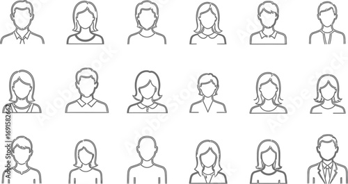 Diverse professional user profile icons for modern business branding and digital interfaces