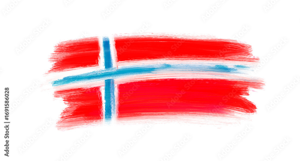 Fototapeta premium Hand Painted Brush Stroke Norway Flag on transparent background