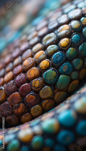 snake scales with vibrant colors and detailed patterns.
