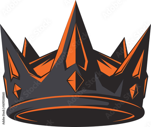 Bold dark crown with vibrant orange accents symbolizing power, leadership, and regal authority, perfect for modern branding and design concepts.