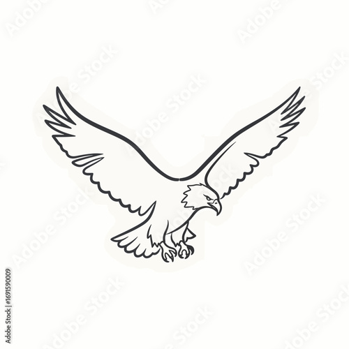 Powerful eagle in dynamic flight, wings spread wide, conveying strength, freedom, and a fierce, determined spirit ideal for branding and design projects.