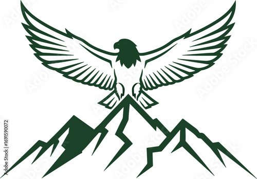 Majestic eagle soaring above rugged mountain peaks symbolizes freedom, strength, and ambition for powerful branding and adventurous ventures
