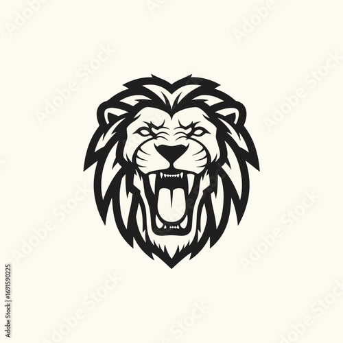 Majestic lion's head roaring powerfully, symbolizing strength, courage, and leadership for modern brands and impactful designs