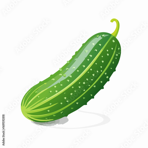 Vector cucumber, horizontal layout, clean green, flat vector style, isolated